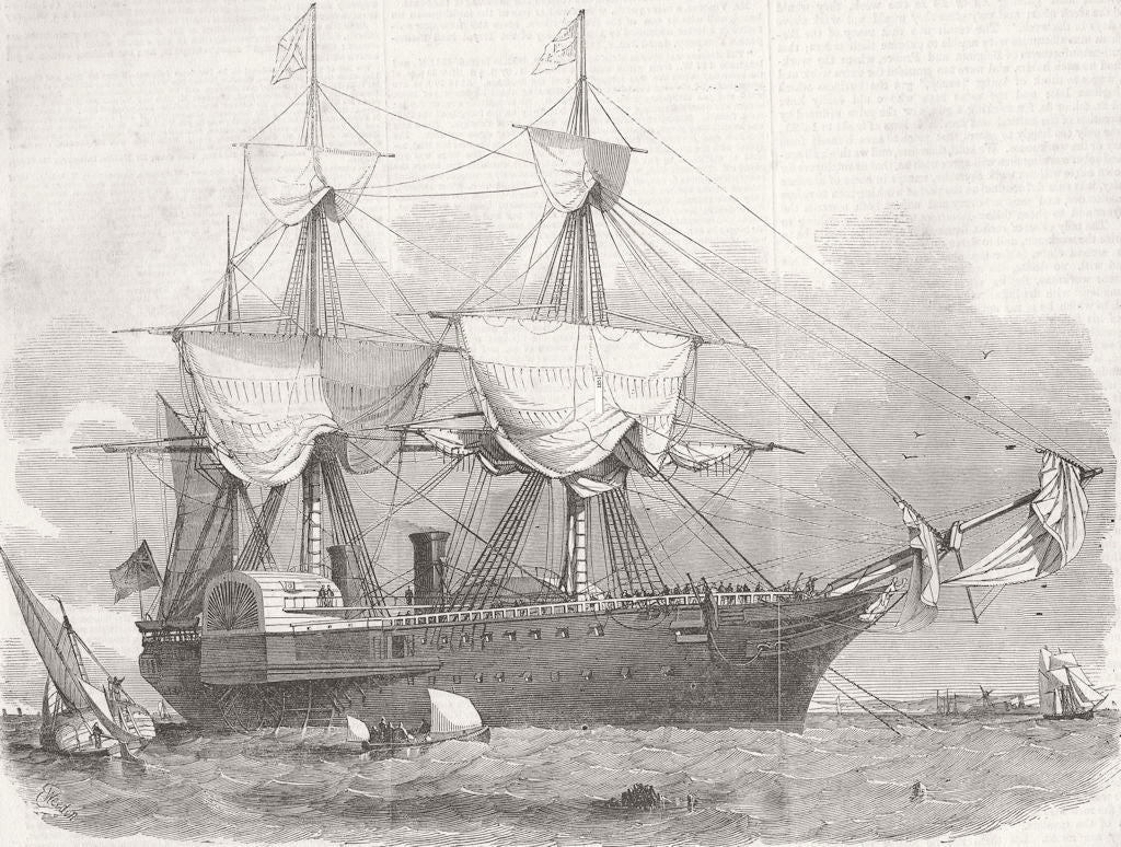 WEST INDIES. RMS Amazon, mail ship 1852 old antique vintage print picture